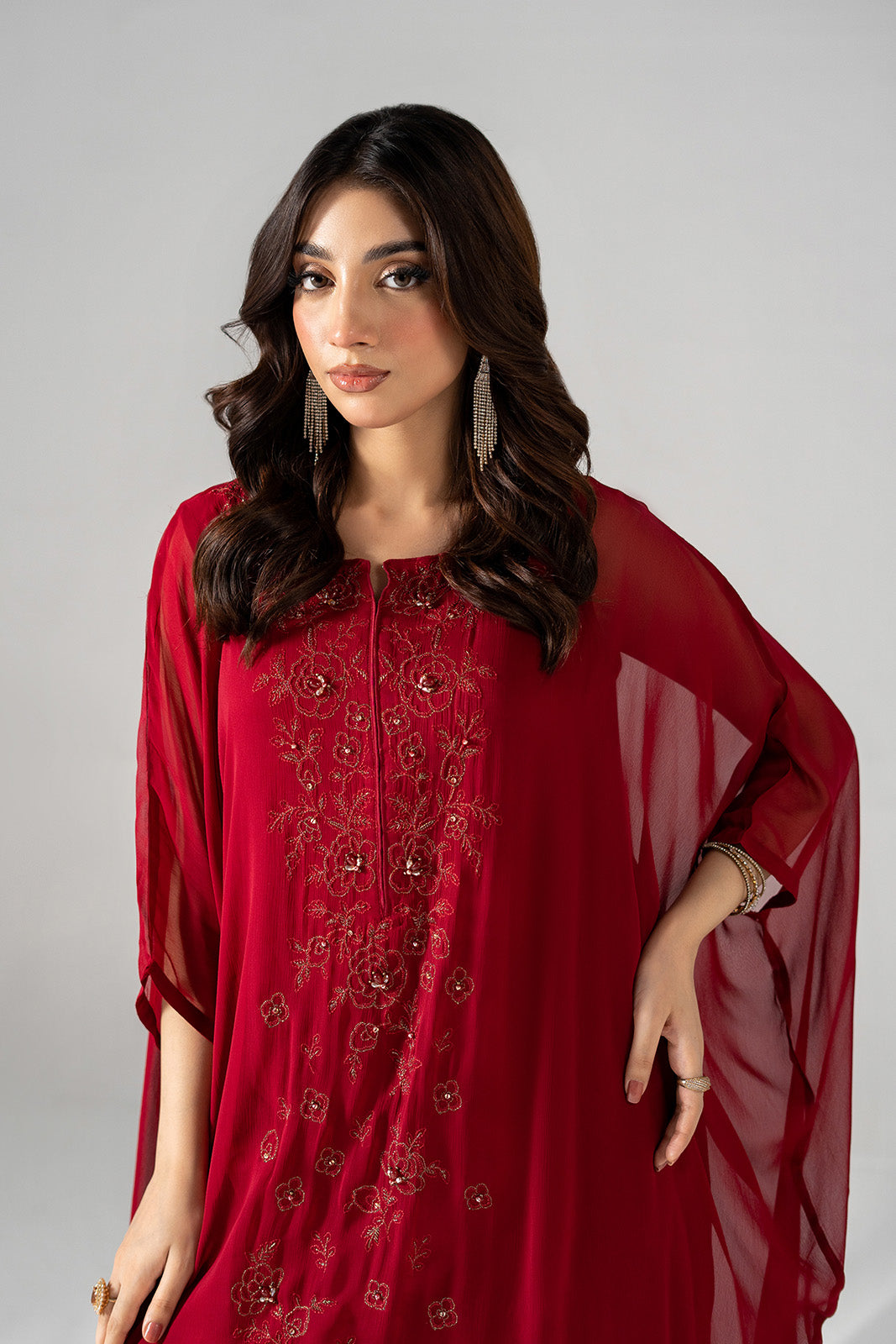 1 Piece Chiffon Embroidered Suit (FL0208)