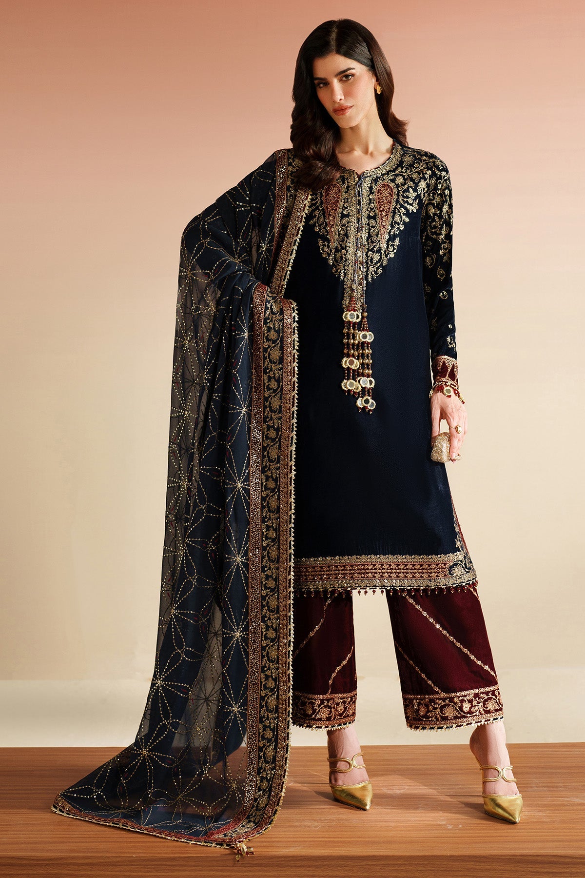 Embroidered Velvet Formal VVF25-D07