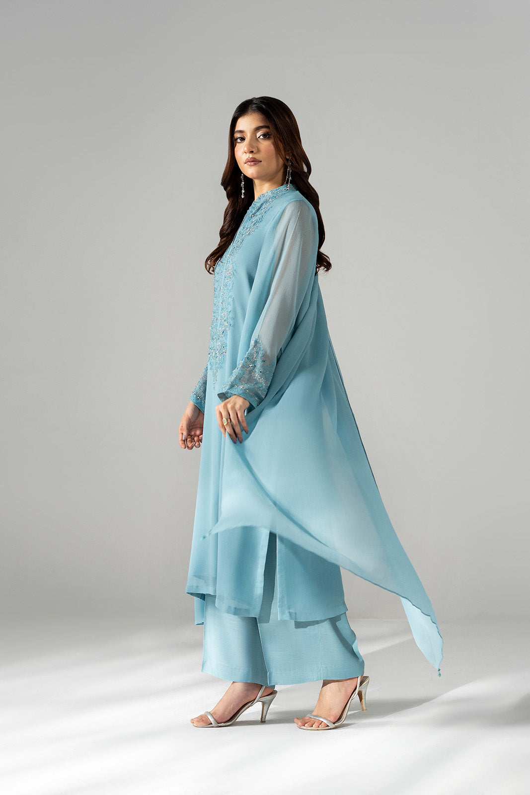 3 Piece Chiffon Embroidered Suit (FS0201)