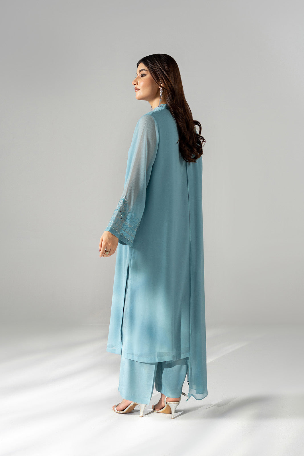 3 Piece Chiffon Embroidered Suit (FS0201)