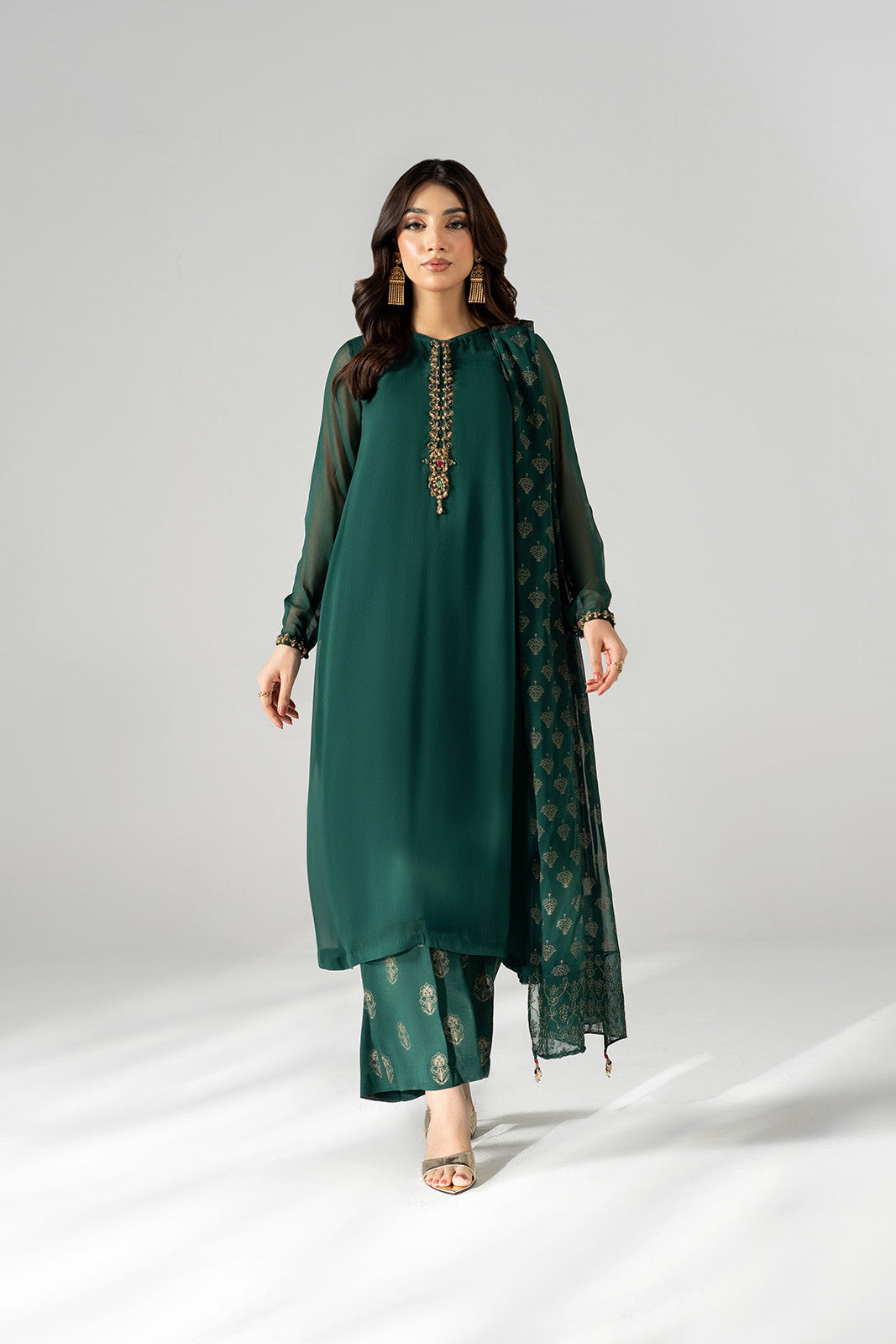 3 Piece Chiffon Embroidered Suit (FS0198)