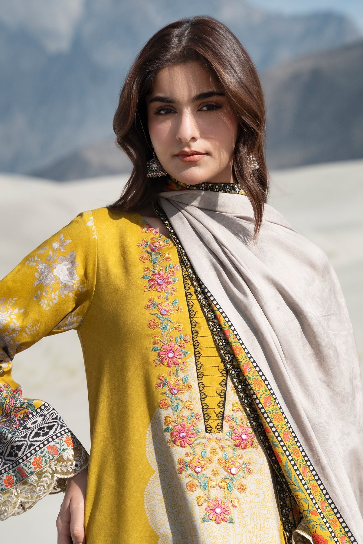 3-PC Unstitched Embroidered Linen Collection  ANW7-20