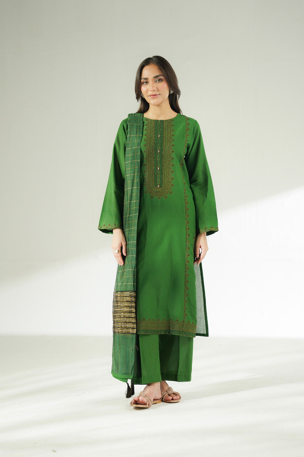 3 Piece Cotton Dobby Embroidered (CS0634)