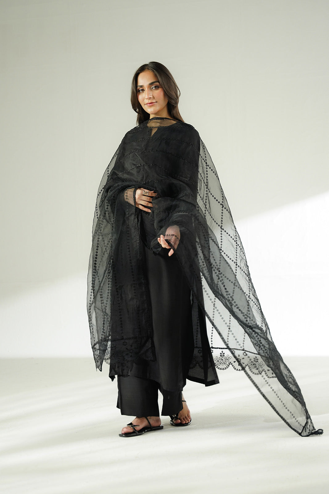 1 Piece Synthetic Organza Embroidered Dupatta (CD0017)