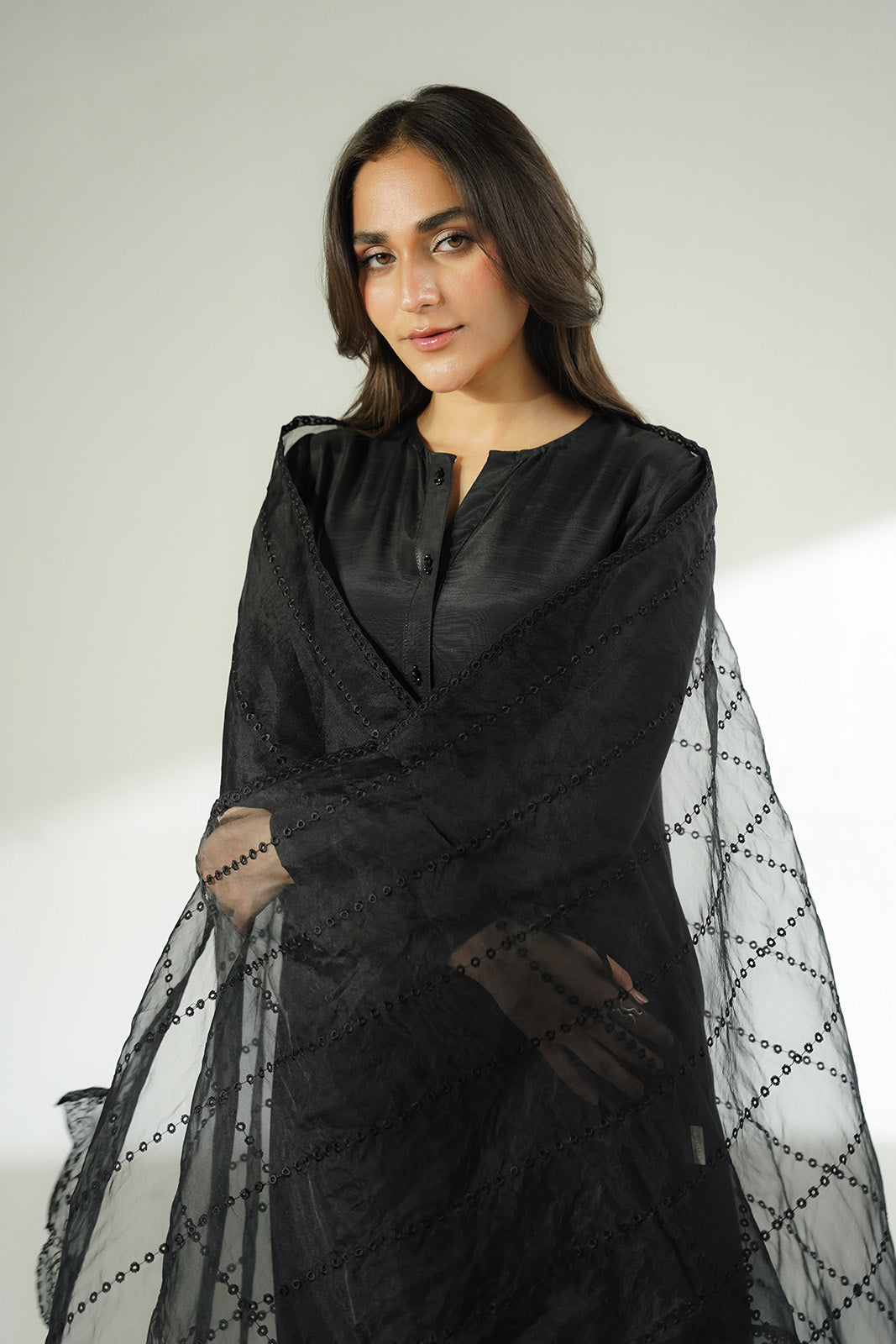 1 Piece Synthetic Organza Embroidered Dupatta (CD0017)
