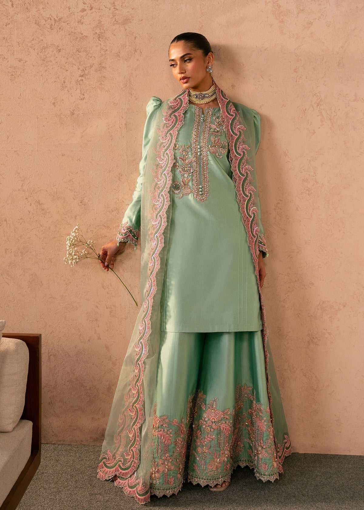 Reeya Style — Mairaz Mint Green Three-Piece Suit