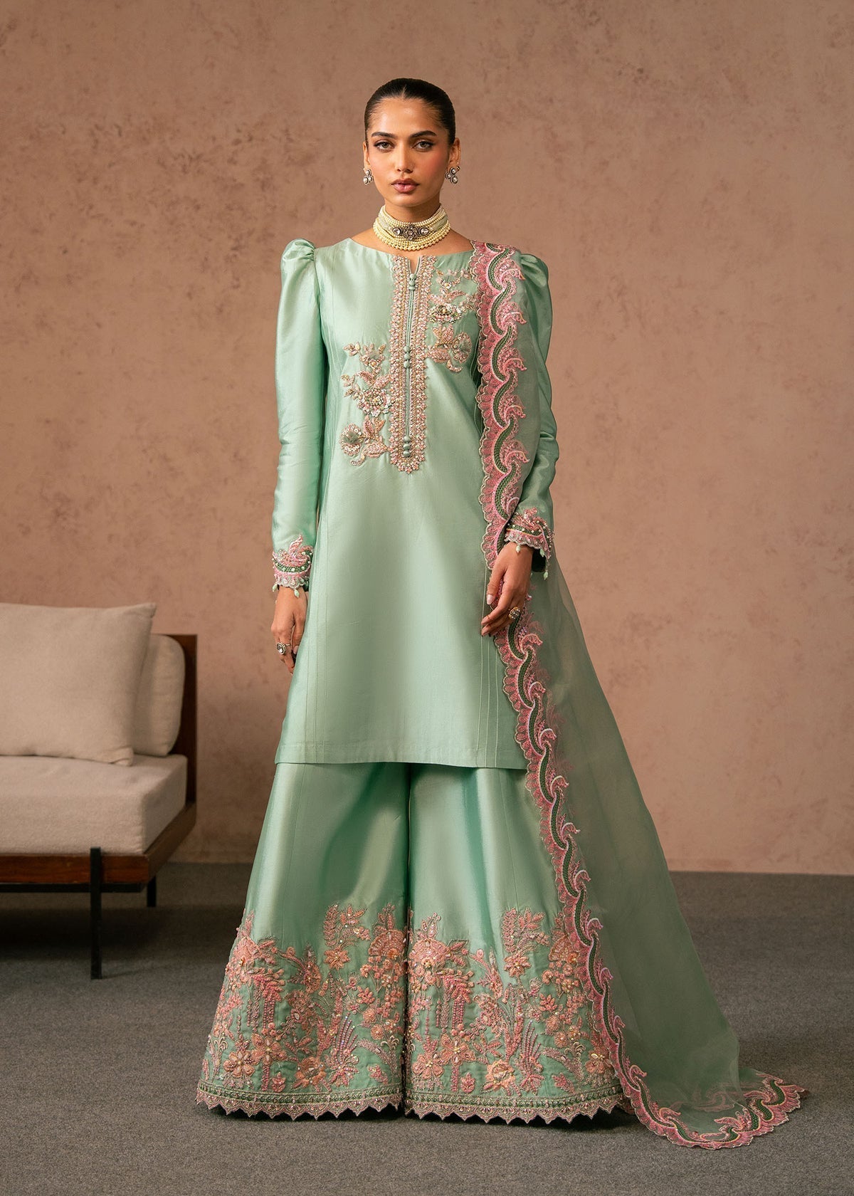 Reeya Style — Mairaz Mint Green Three-Piece Suit