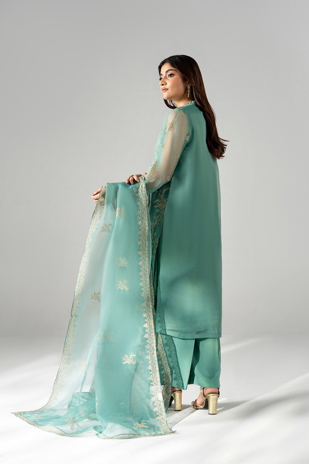 3 Piece Organza Embroidered Suit (FL0215)