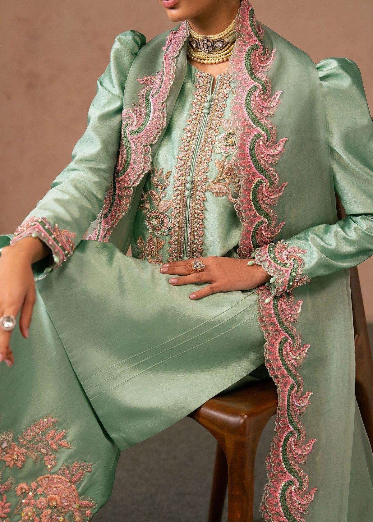 Reeya Style — Mairaz Mint Green Three-Piece Suit