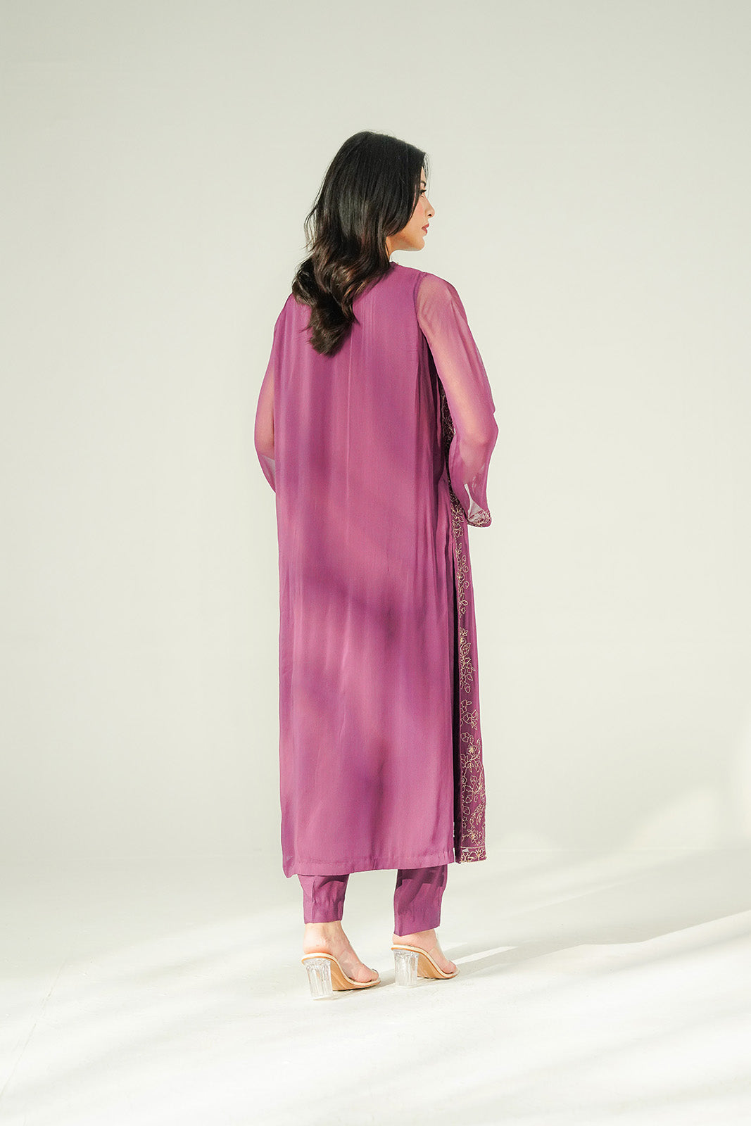 2 Piece Chiffon Embroidered Suit (FL0213)
