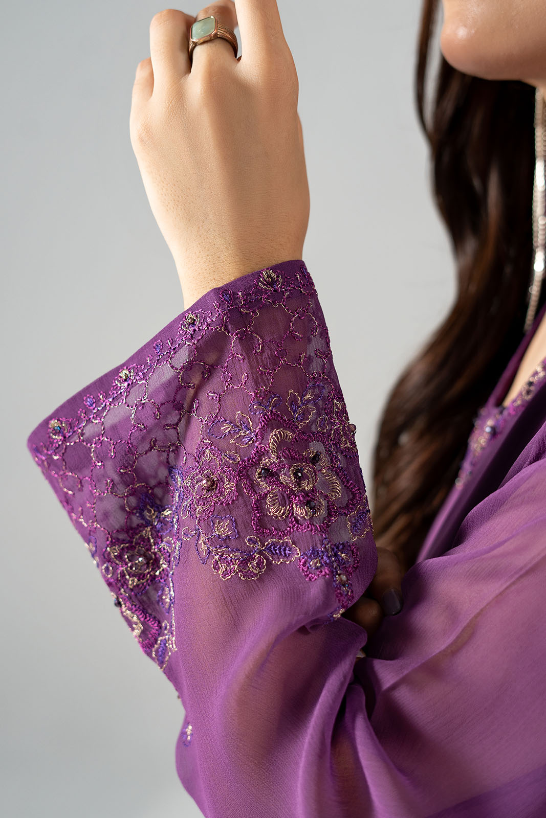 3 Piece Chiffon Embroidered Suit (FS0199)