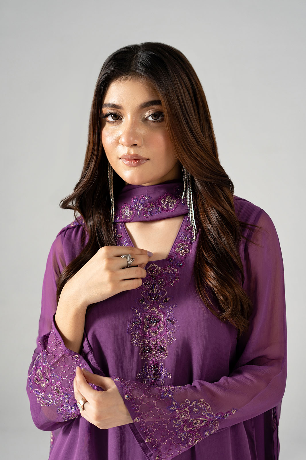 3 Piece Chiffon Embroidered Suit (FS0199)