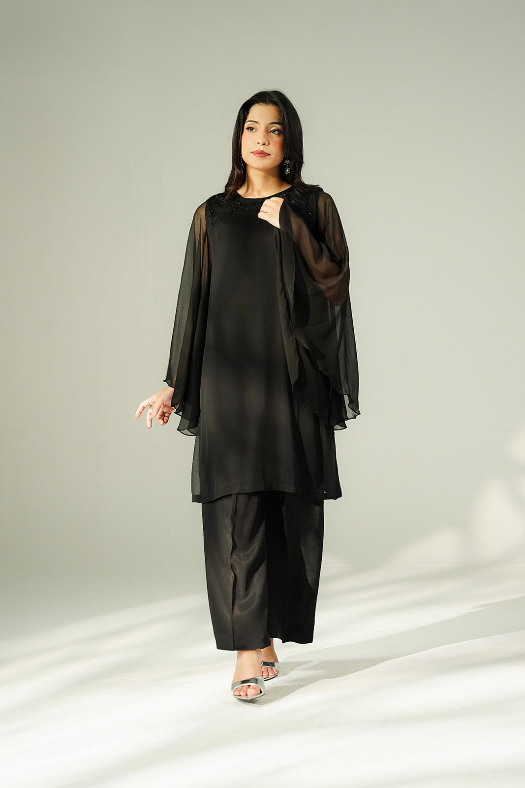 2 Piece Chiffon Embroidered Suit (FS0196)