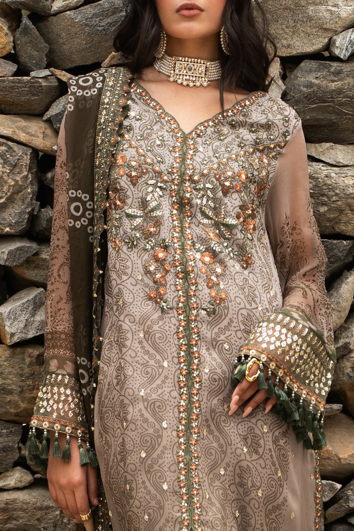 3-PC Unstitched Embroidered Chiffon Collection VSLW6-13