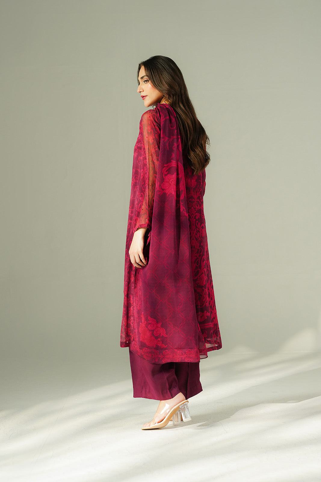 3 Piece Chiffon Printed Suit (FS0194)
