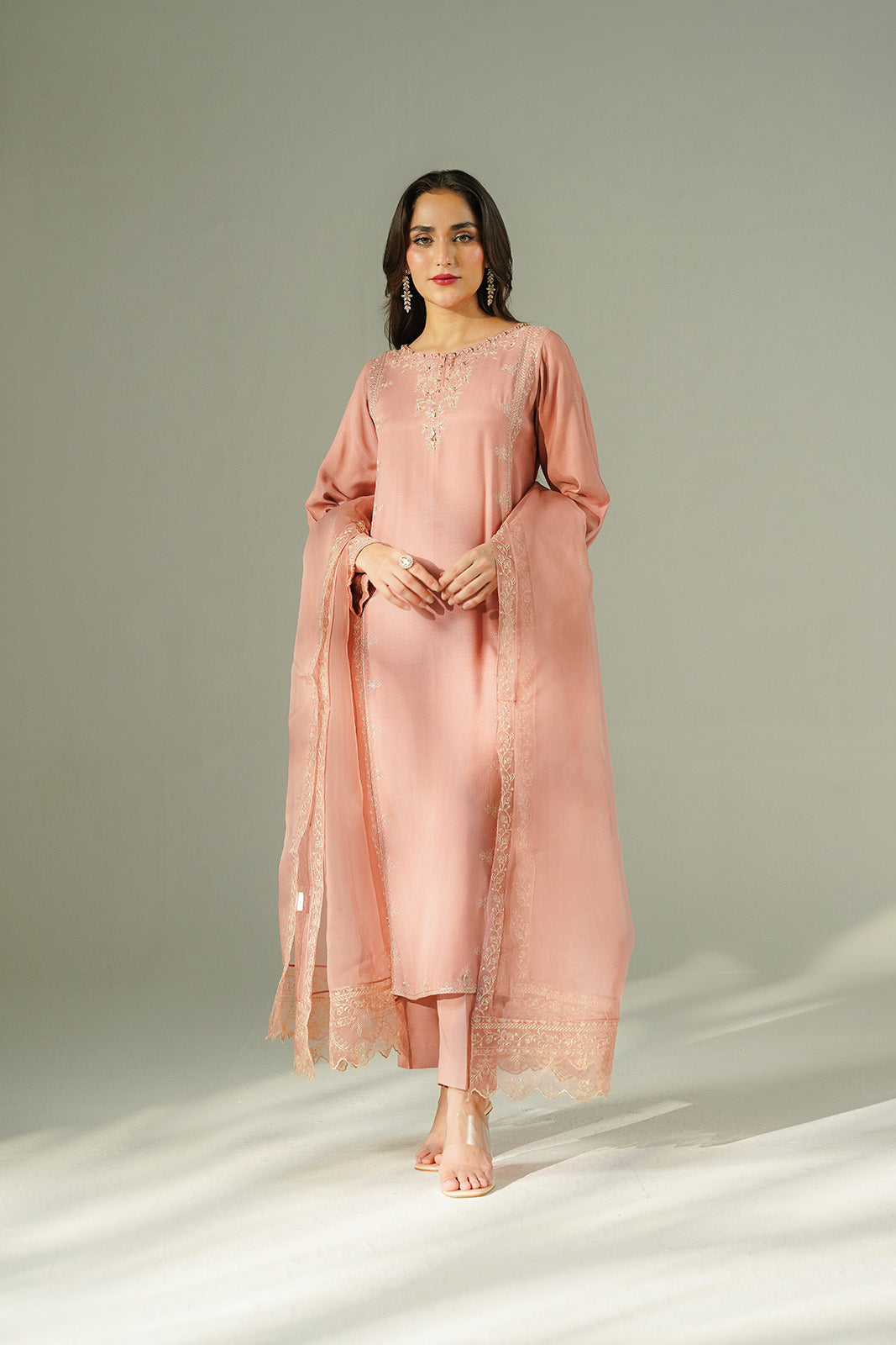 3 Piece Raw Silk Embroidered Suit (FS0187)