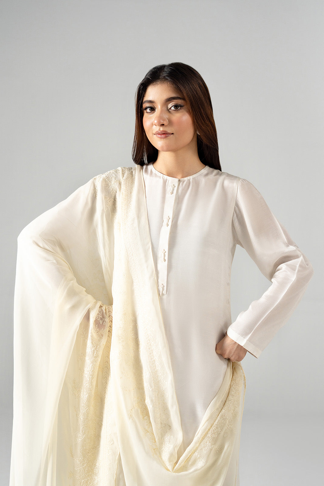1 Piece Chiffon Embroidered Dupatta (FD0131)