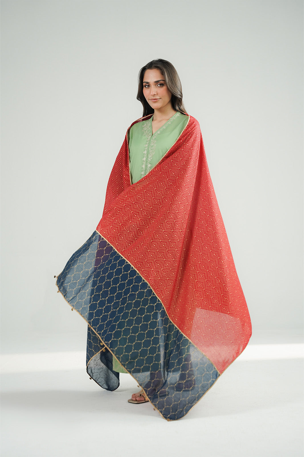 1 Piece Printed Lawn Solid Stole (CO0026)