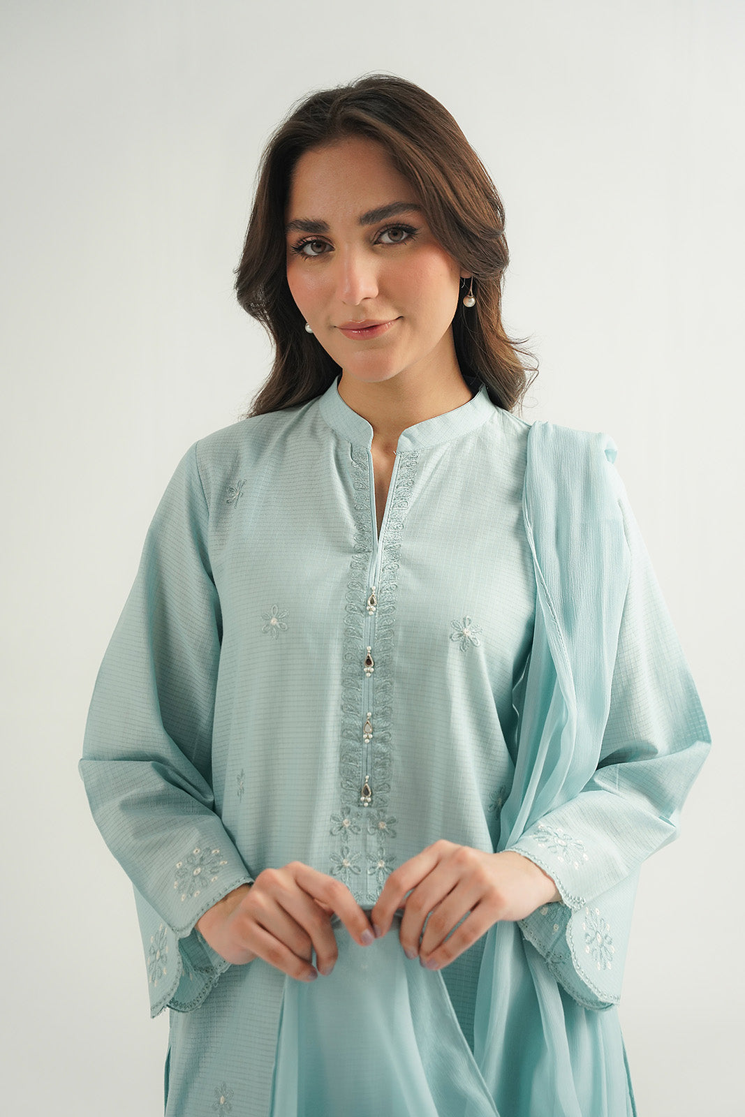3 Piece Cotton Rip Stop Embroidered Suit (CP0483)