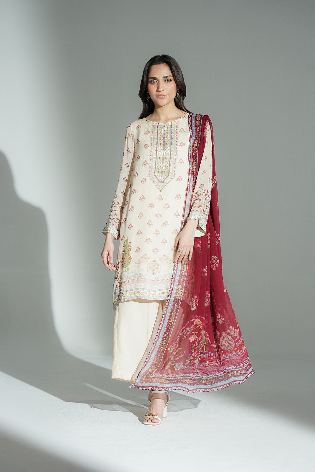 3 Piece Printed Chiffon Printed Suit (FS0129)