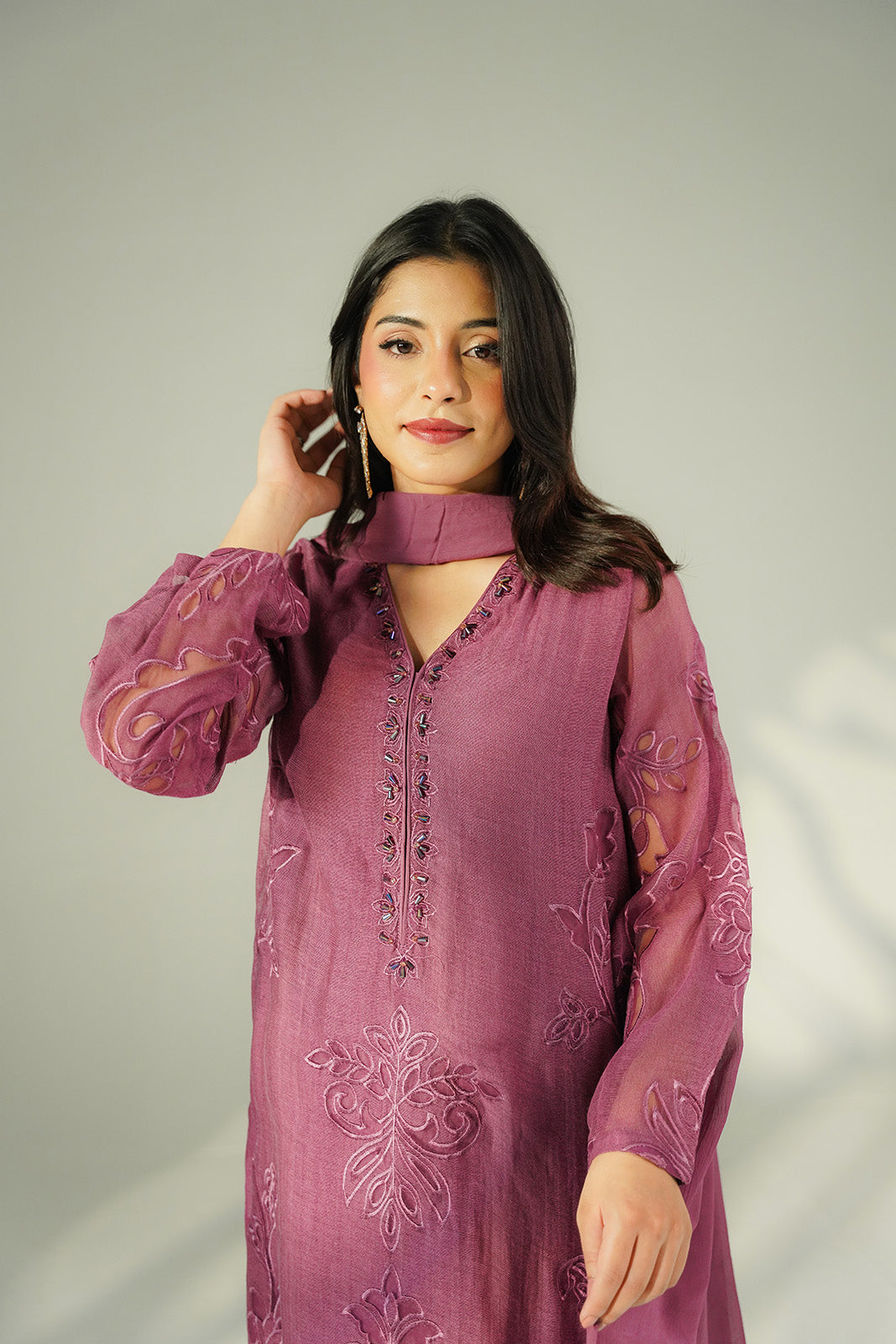 3 Piece Khadi Net Embroidered (FL0210)