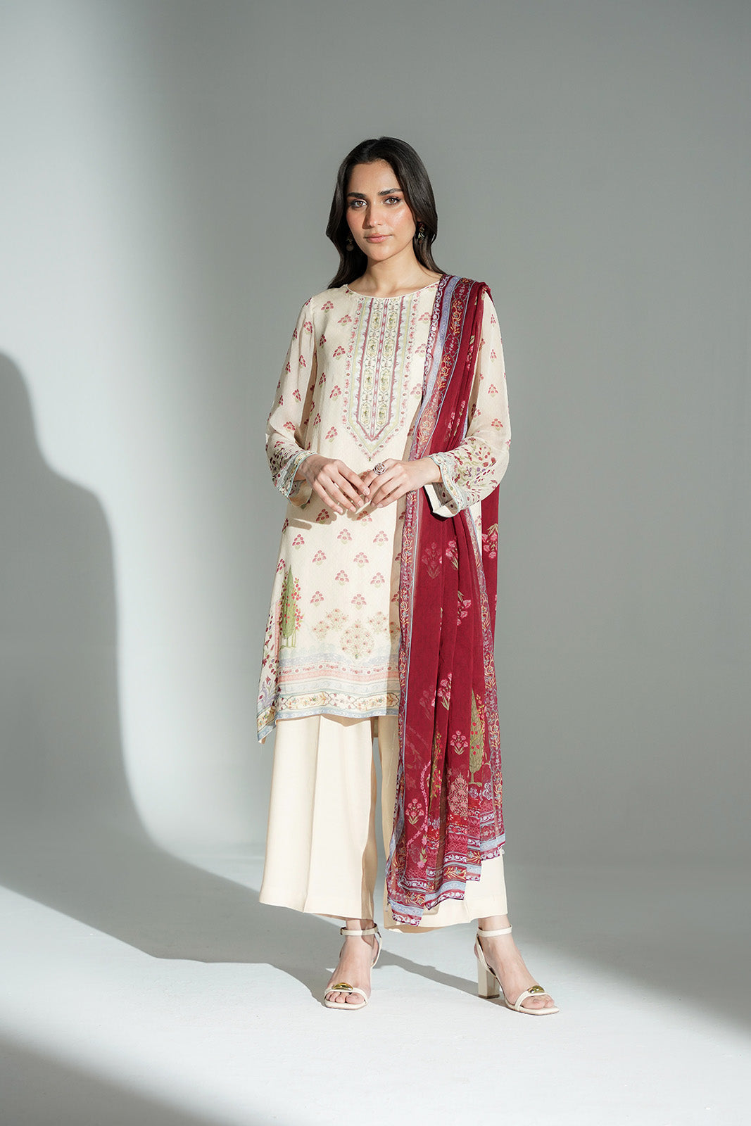 3 Piece Printed Chiffon Printed Suit (FS0129)