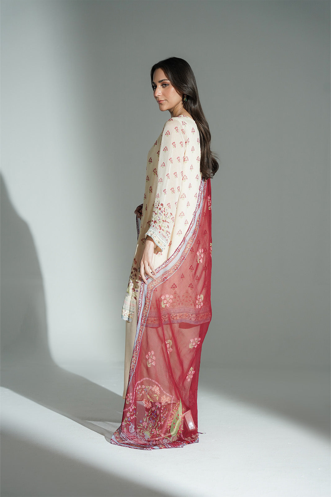 3 Piece Printed Chiffon Printed Suit (FS0129)