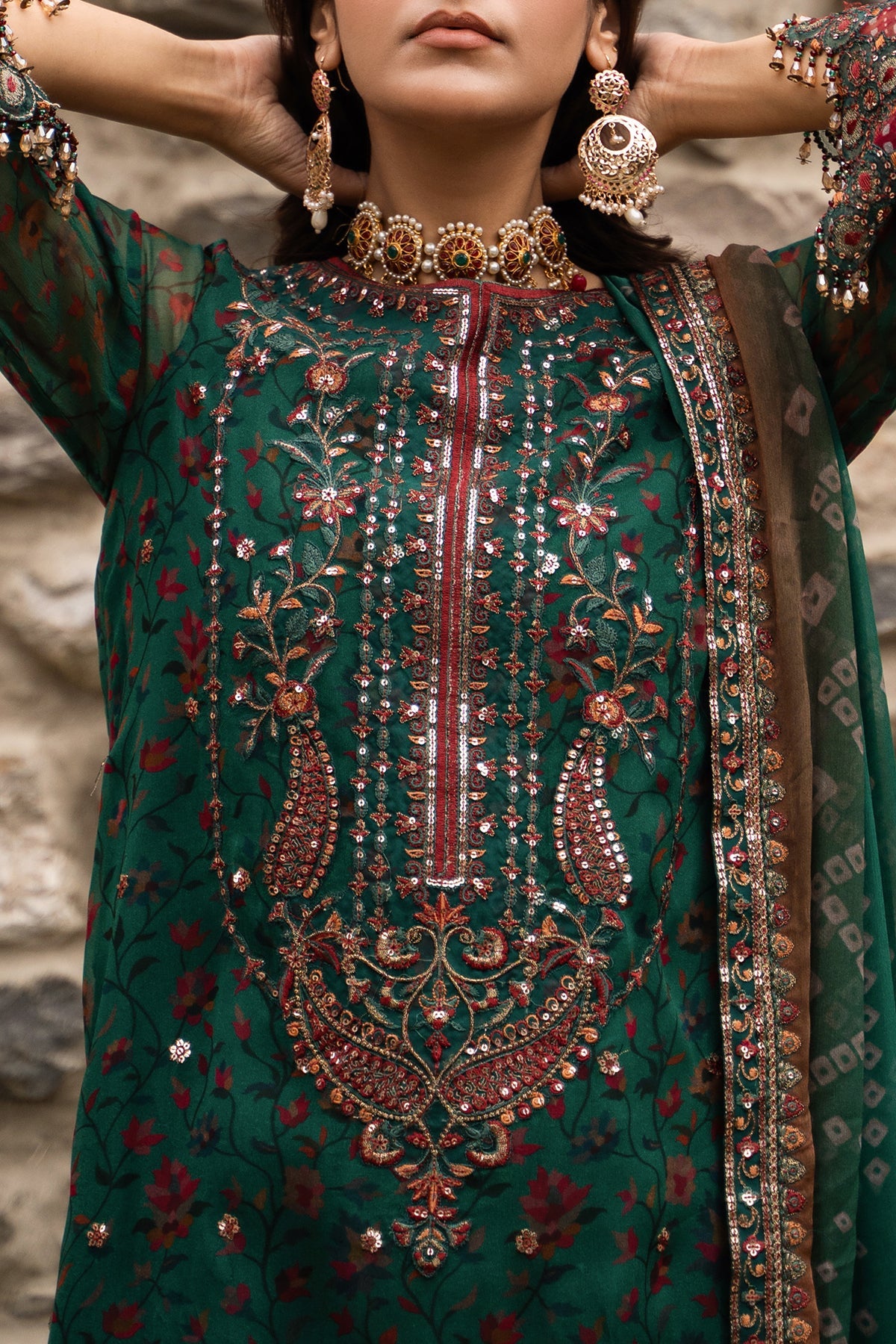 3-PC Unstitched Embroidered Chiffon Collection VSLW6-18