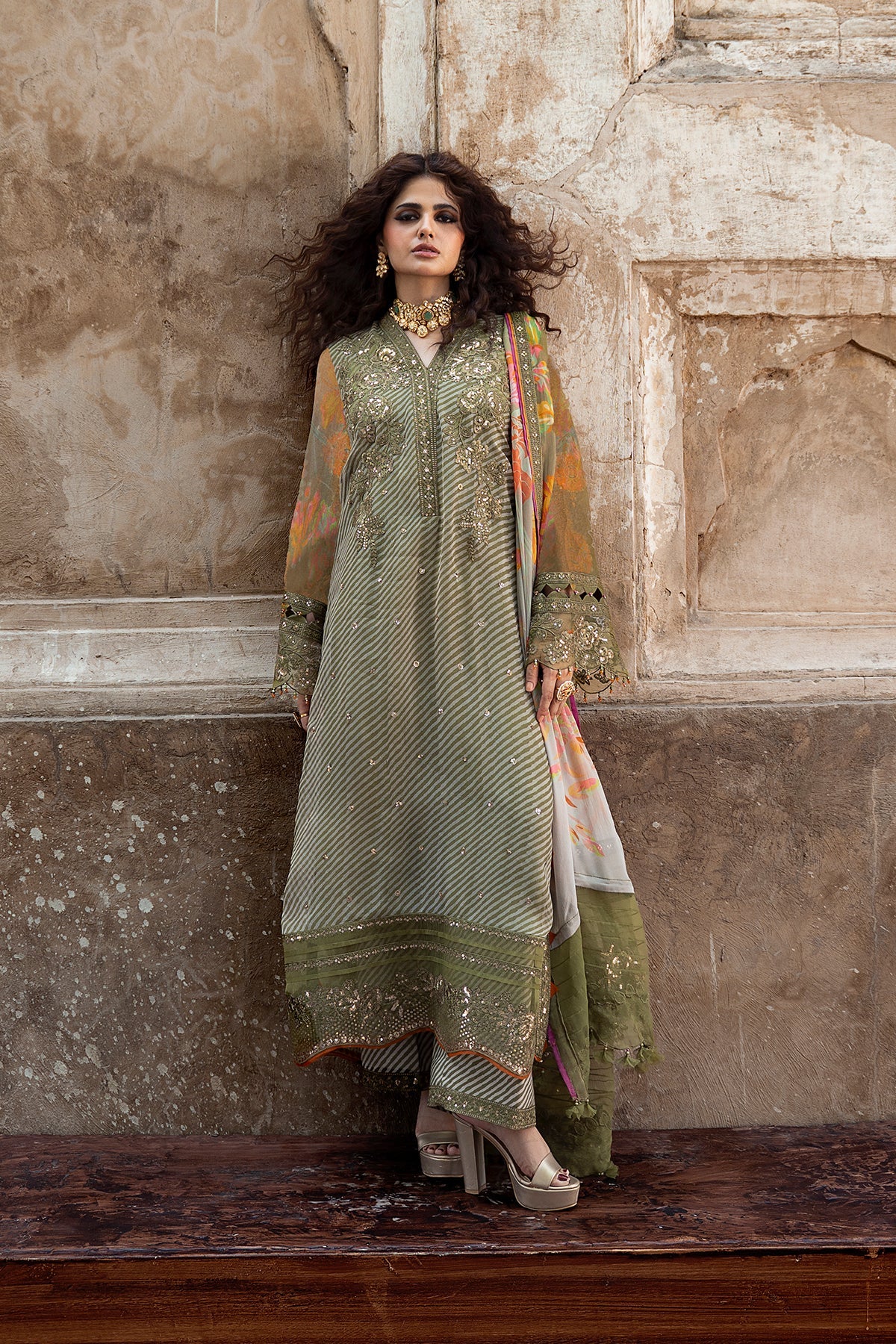 3-PC Unstitched Embroidered Chiffon Collection VSLW6-05