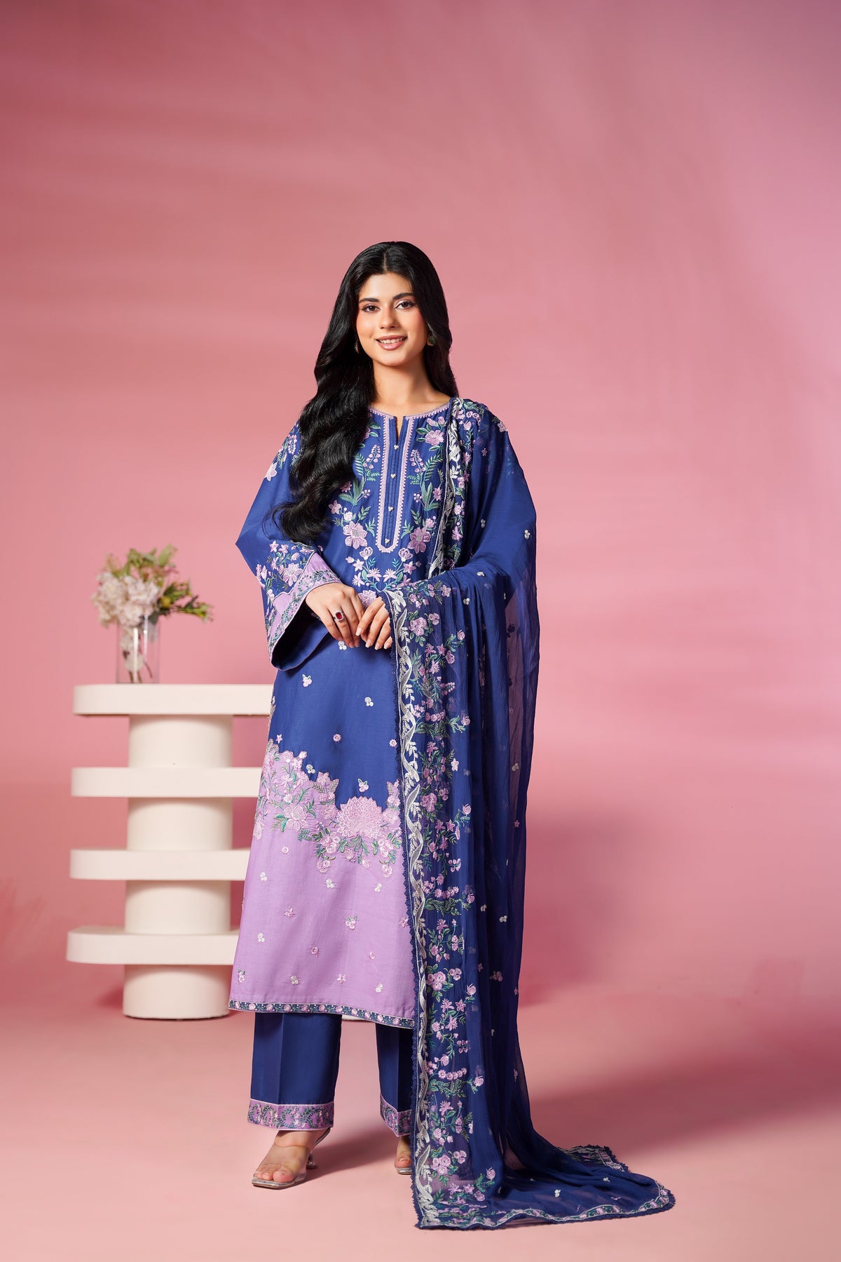 Aneelas Lawn Emb 3pc Chiffon Duppata [LUX-26-109] [Dispatch Time 2 Months]