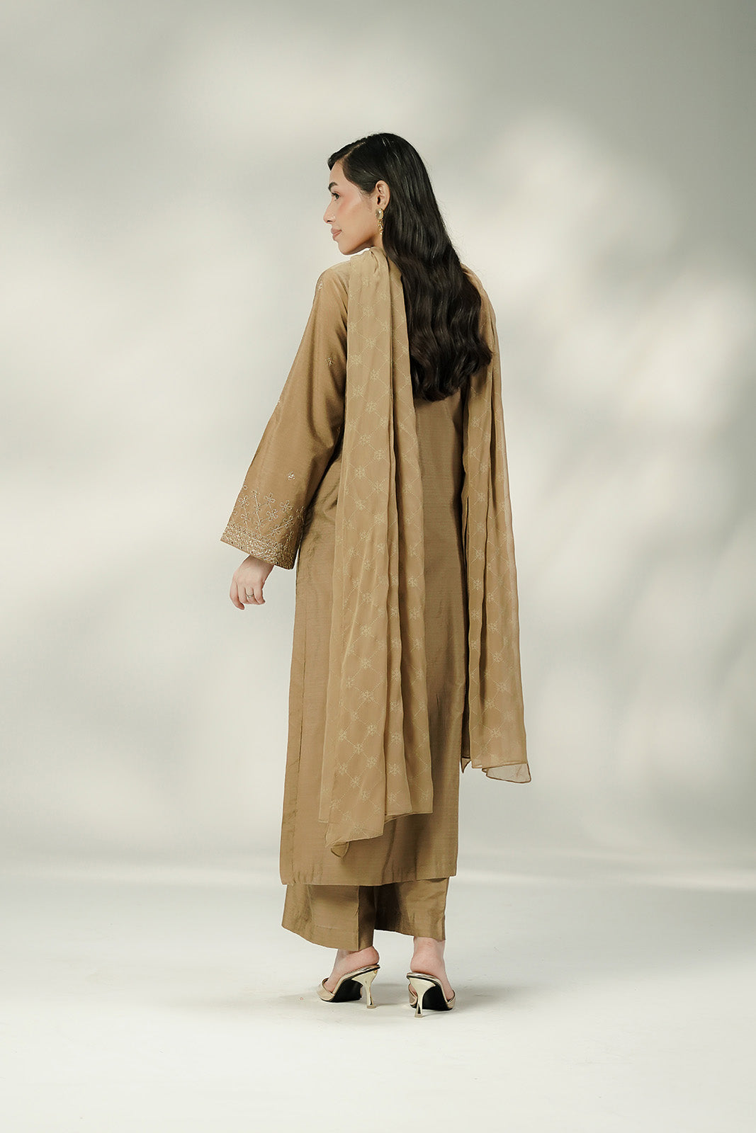 3 Piece Cotton Silk Embroidered Suit (FL0238)