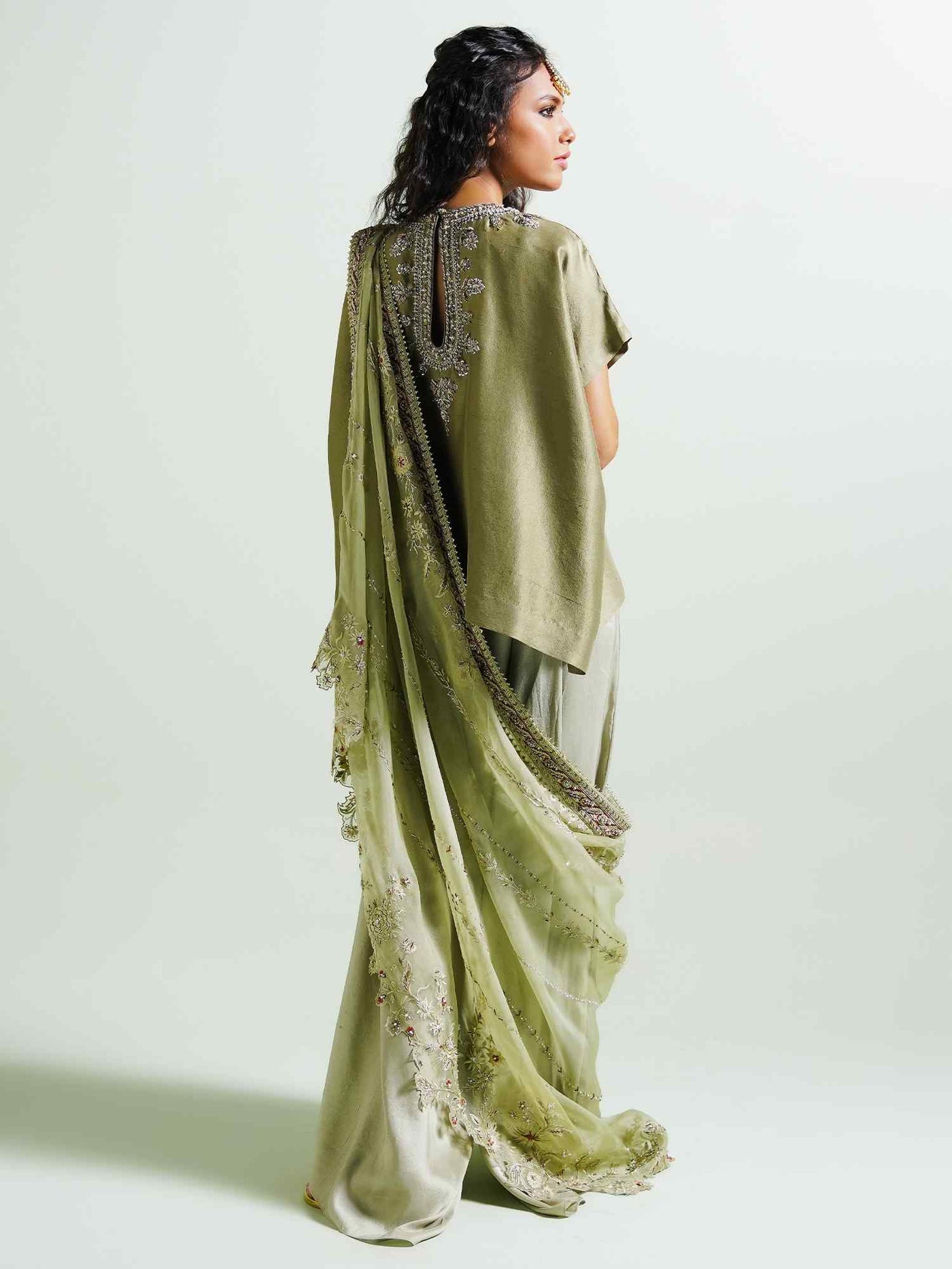 Band Gala, Draped Dupatta & Pants