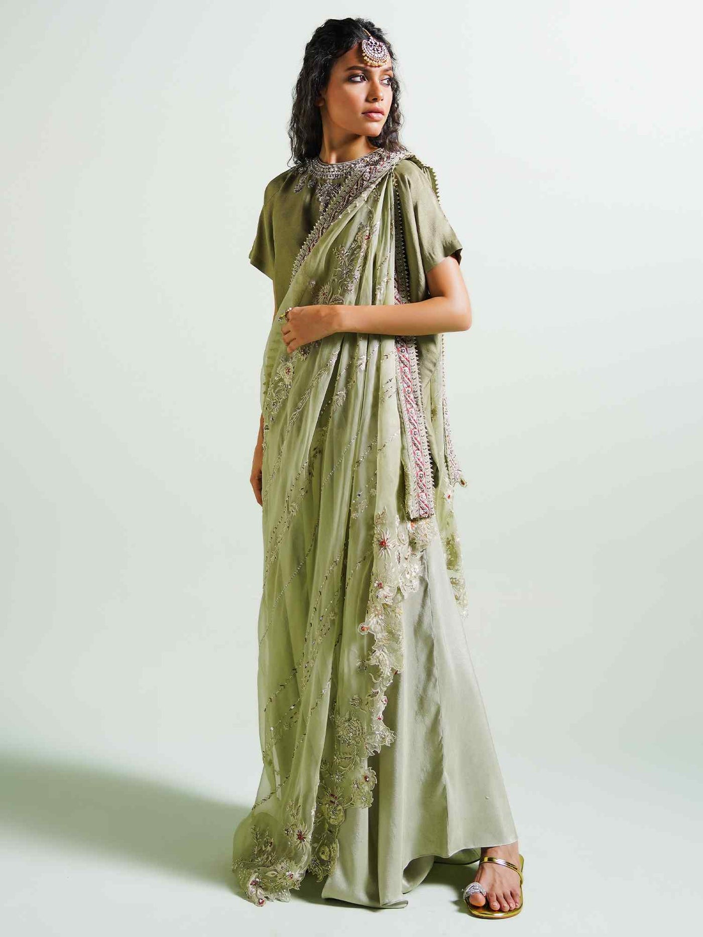 Band Gala, Draped Dupatta & Pants