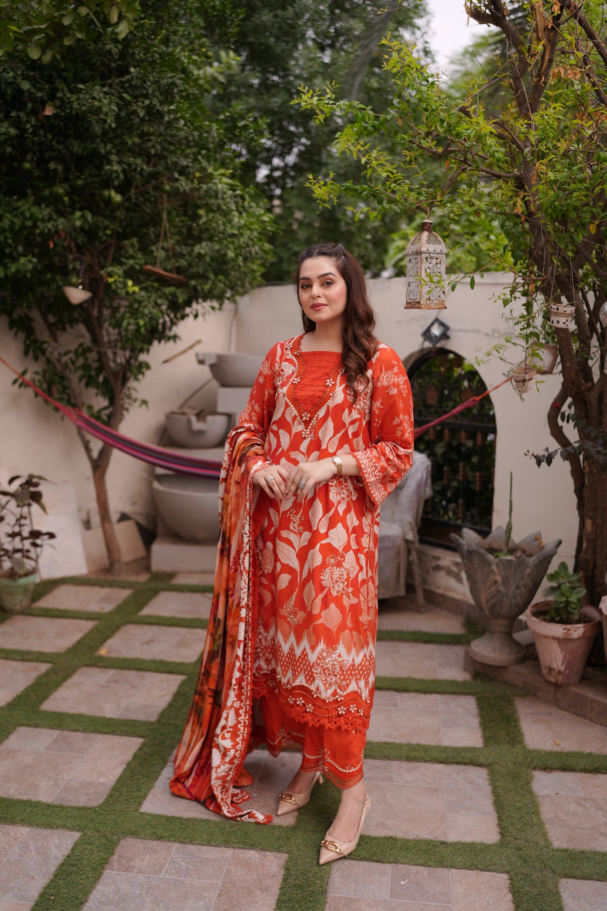 Aneelas Print Emb Twill 3pc Twill Duppata [WPR-26-02-A-B] [Dispatch Time 2.5 Months]