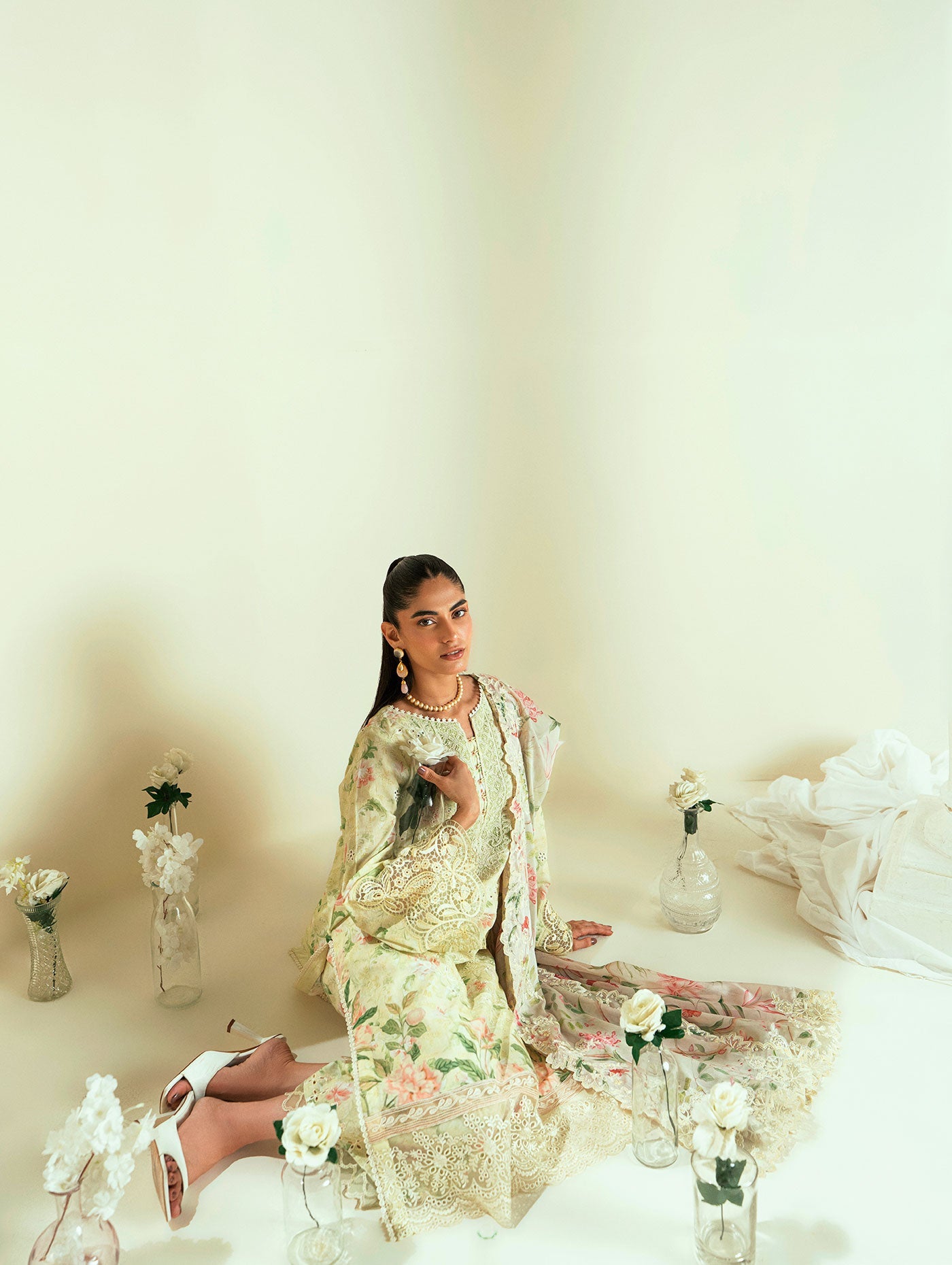 SS25DC-2550 LEMON YELLOW LAWN 2PCS EMBROIDERED KURTA WITH TROUSER