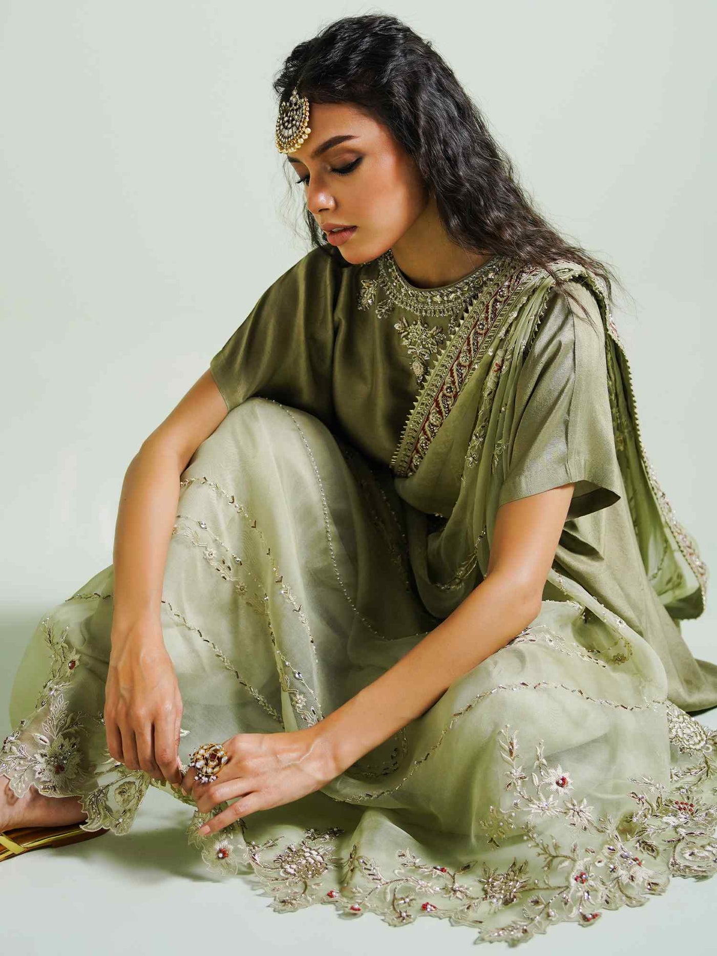 Band Gala, Draped Dupatta & Pants