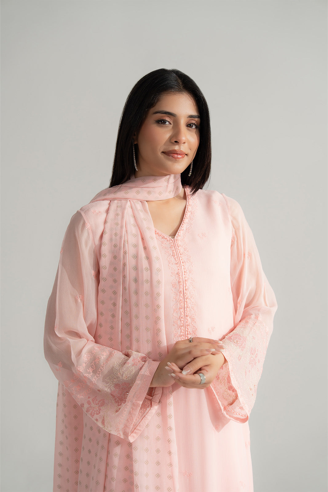 3 Piece Chiffon Embroidered Suit (FL0166)