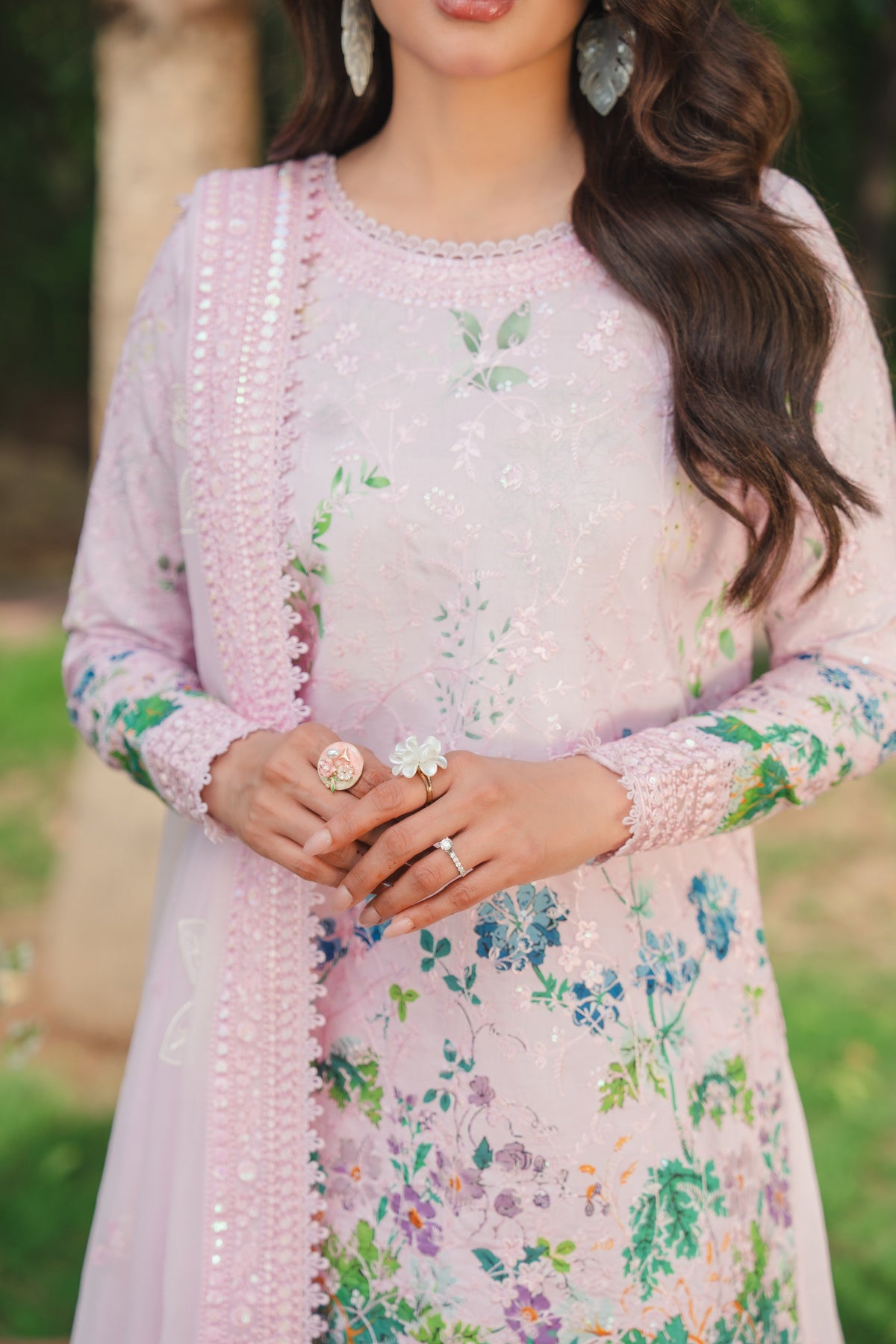 Aneelas Print Heavy Emb Shirt Farshi Shalwar Emb Chiffon Duppata 3pc [SPR-26-78-A] [Dispatch Time 2 Months]