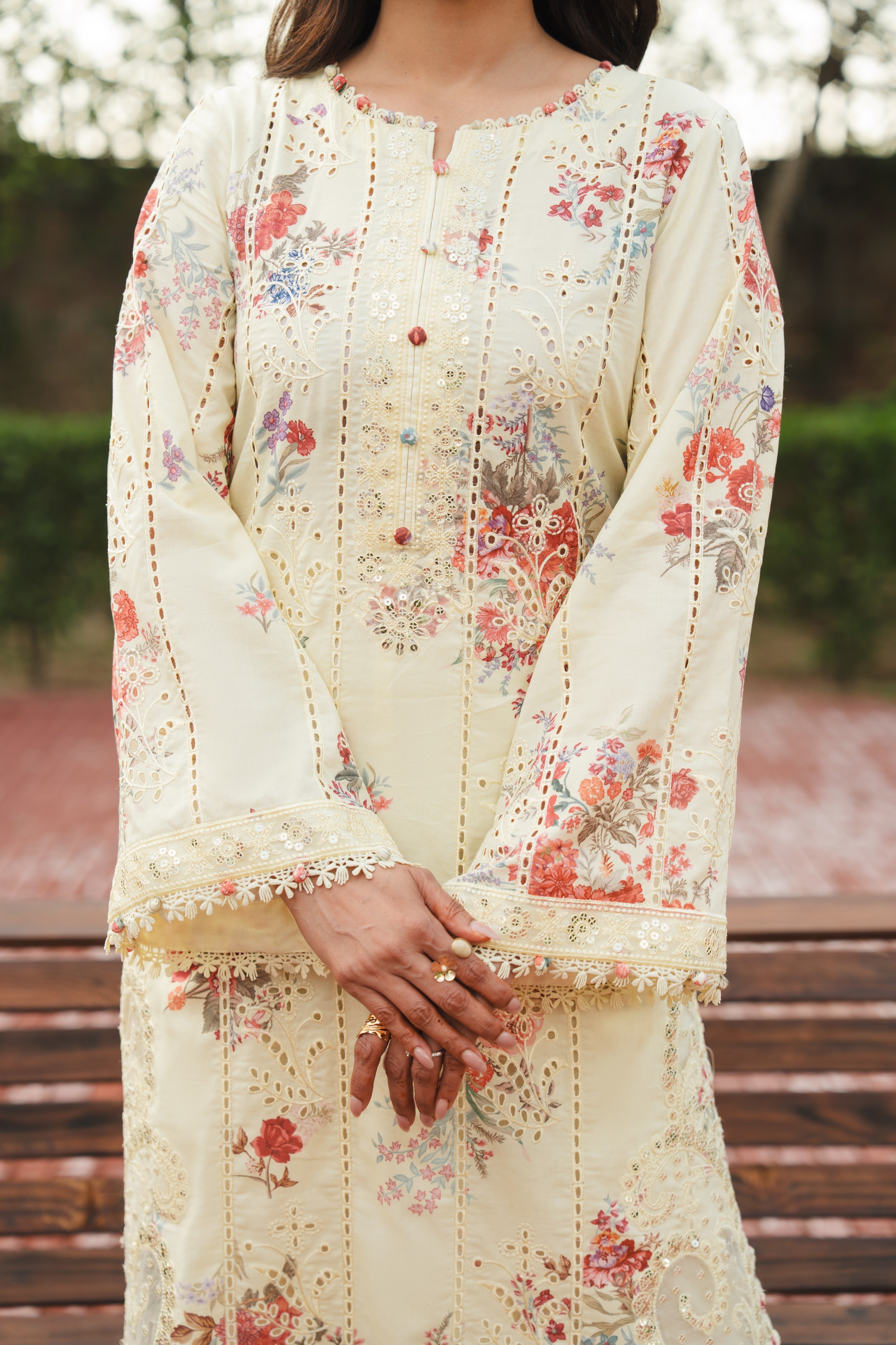 Aneelas Print Emb Lawn 3pc Chiffon Duppata [SPR-26-46-A] [Dispatch Time 2.5 Months]