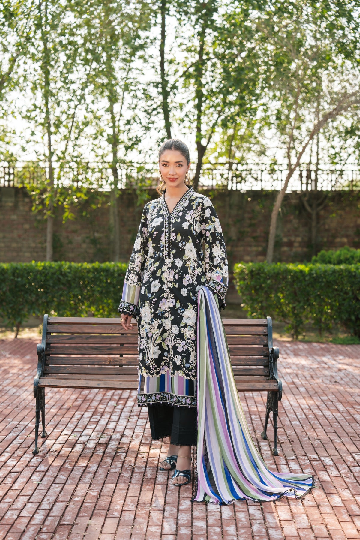 Aneelas Lawn Print Emb 3pc With Pearls Embellishment [SPR-26-24-B] [Dispatch Time 2 Months]