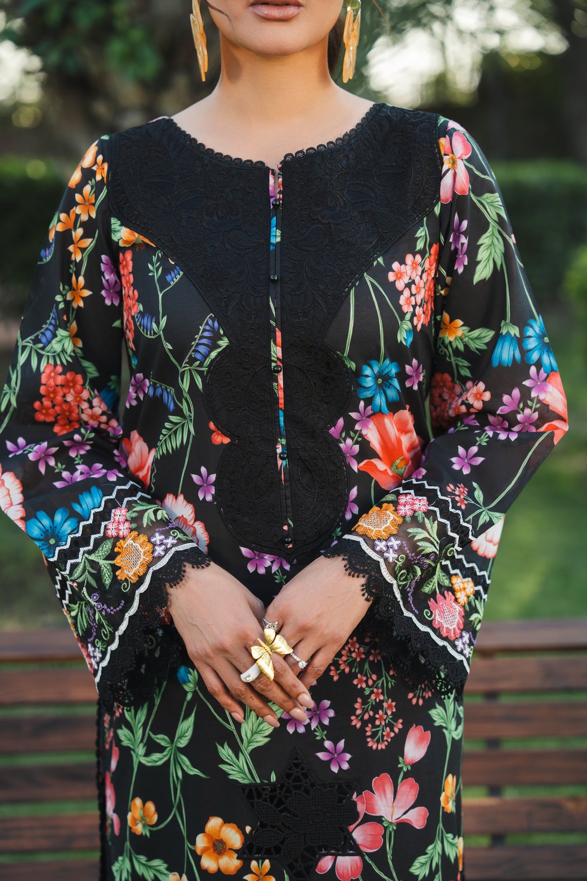 Aneelas Lawn Print Emb 3pc with Chiffon Duppata [SPR-26-35-A] [Dispatch Ready]