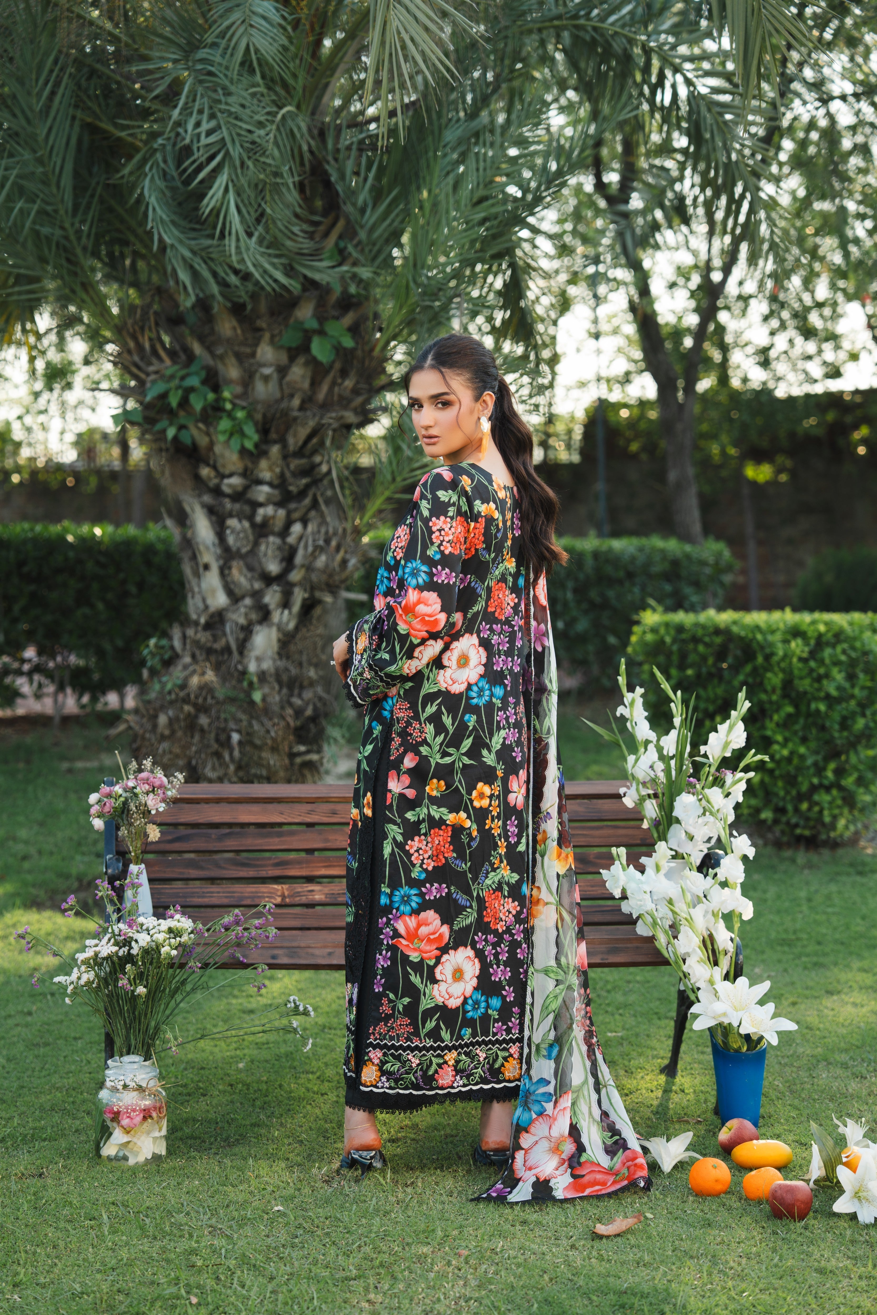 Aneelas Lawn Print Emb 3pc with Chiffon Duppata [SPR-26-35-A] [Dispatch Ready]