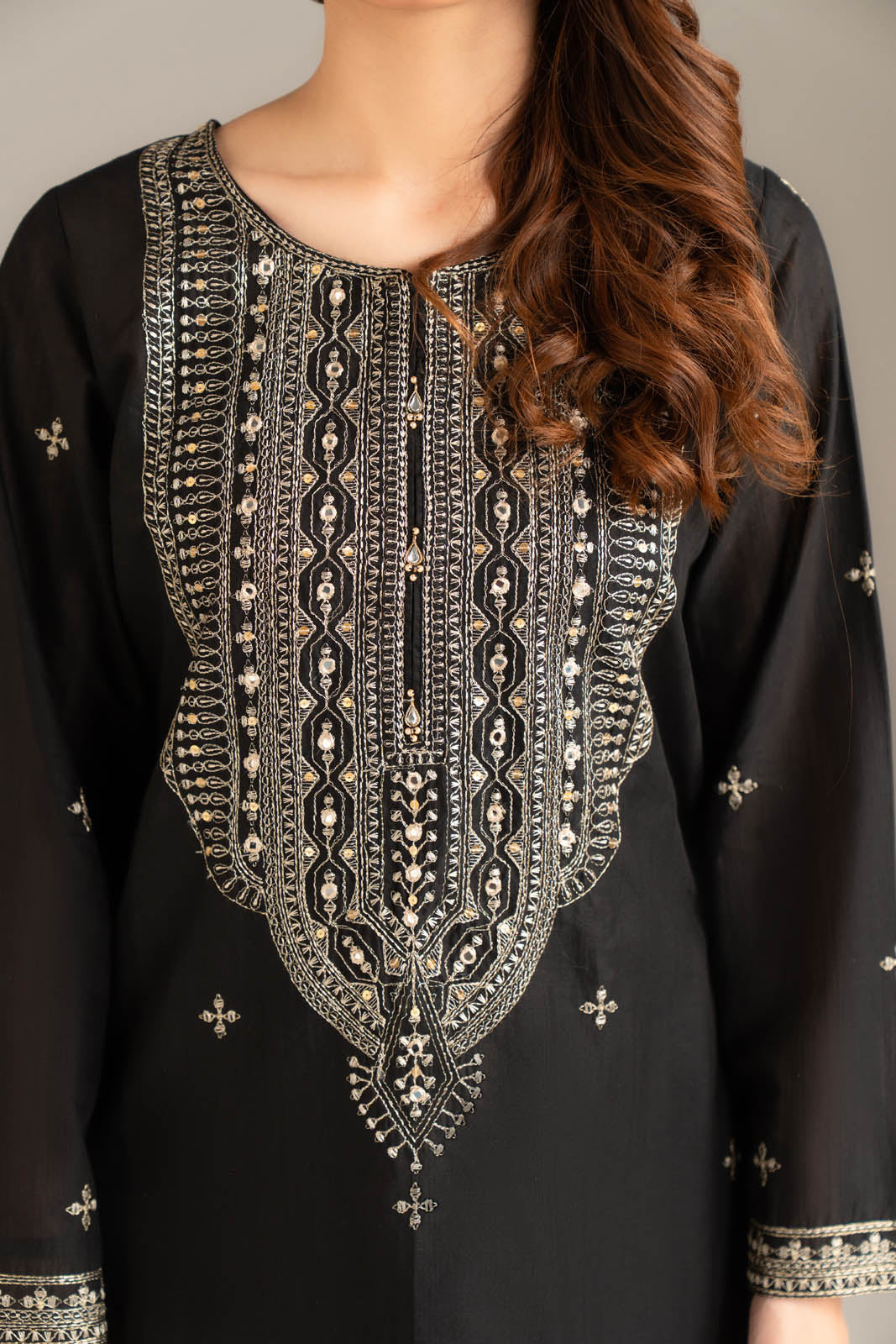 2 Piece Strip Cotton Embroidered Suit (CS0501)