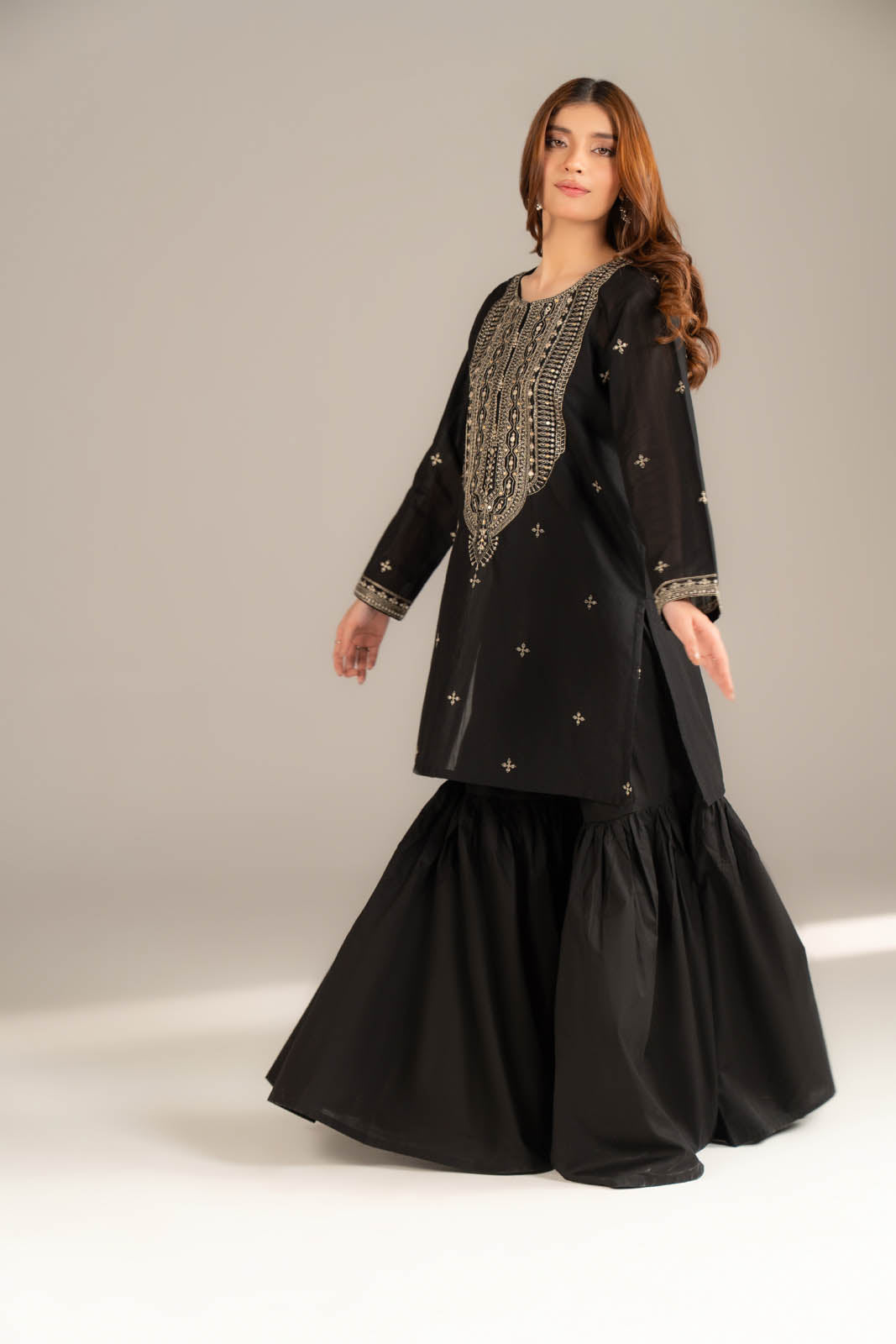 2 Piece Strip Cotton Embroidered Suit (CS0501)