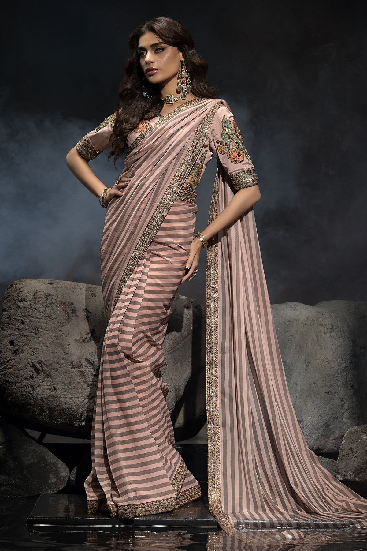 3-PC  Unstitched Premium Saree Collection CSS6-02