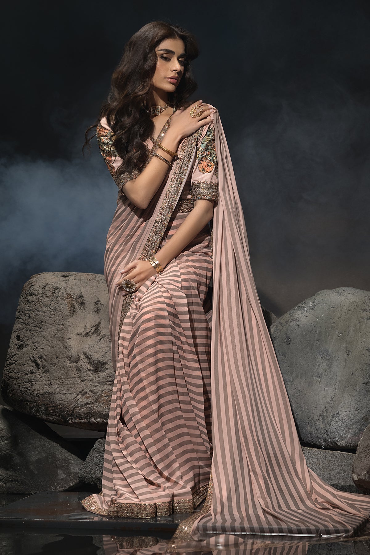 3-PC  Unstitched Premium Saree Collection CSS6-02