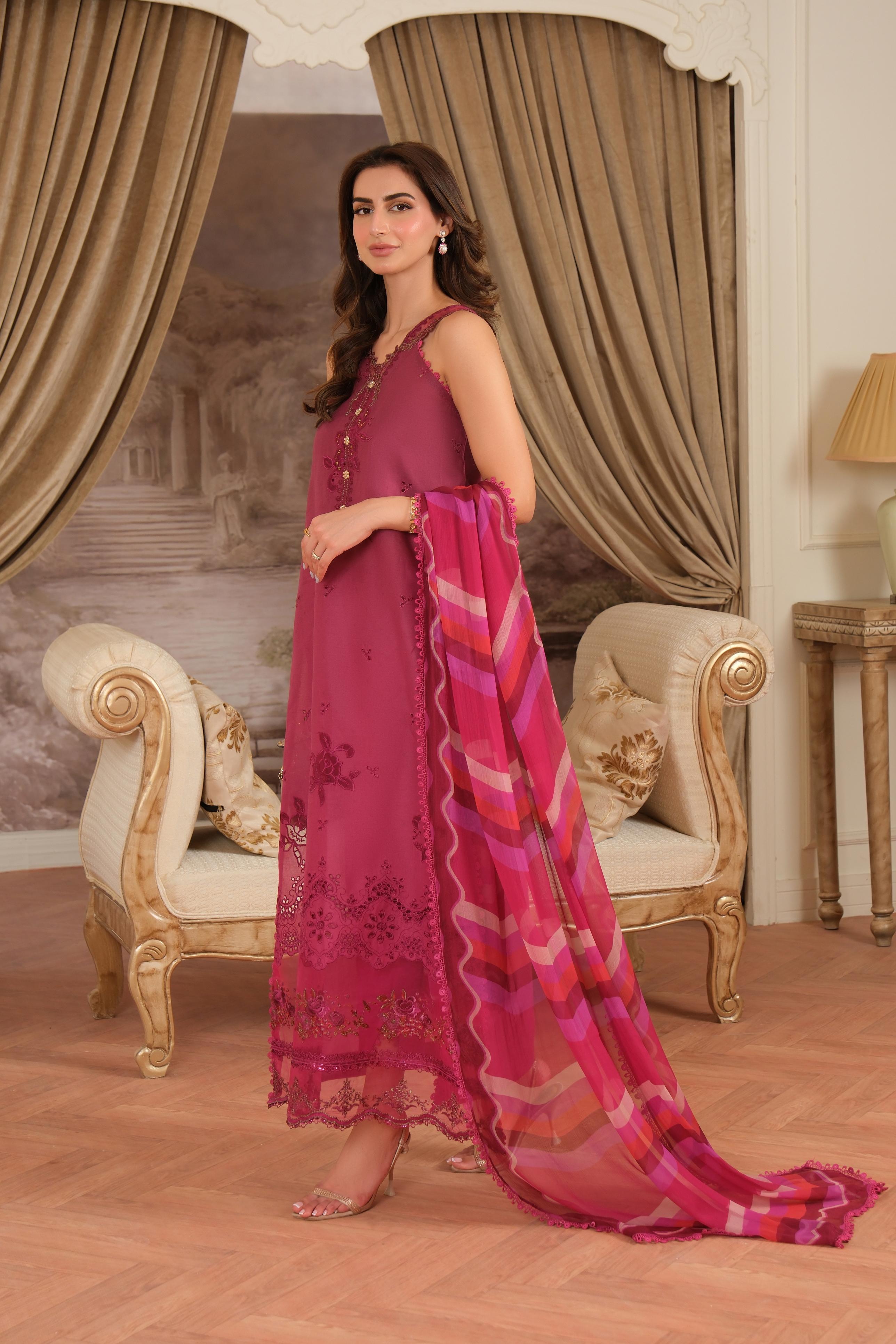 Suit White and Pink ELS-21-08