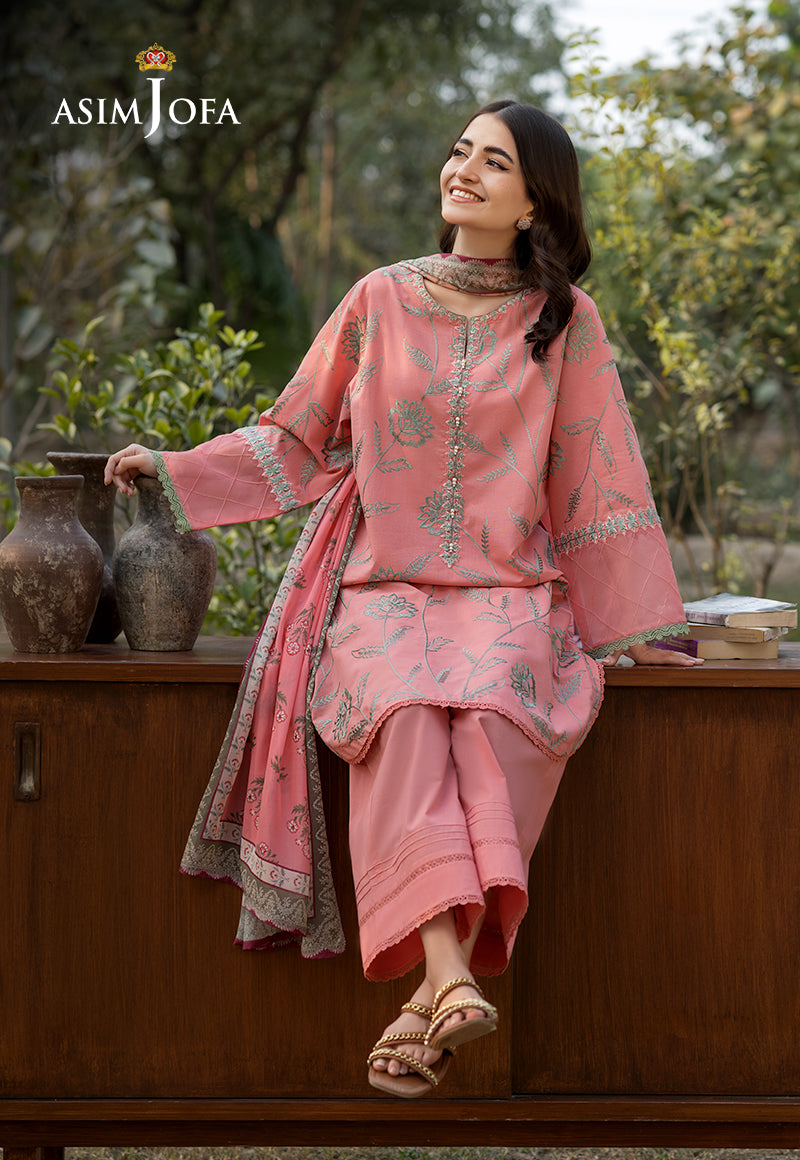 Ajso-39 Embroidered Cmabric Stitched 2 Pcs Shirt Trouser