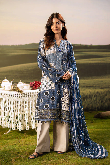 3 Pc Unstitched Embroidered Arabic Lawn Suit | MB-PFUS25-02A