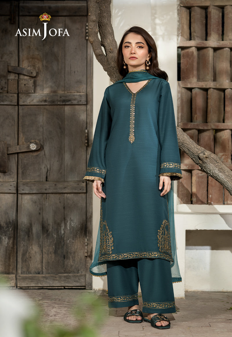 AJPB-326 Embroidered Cotton Silk Stitched 2pcs